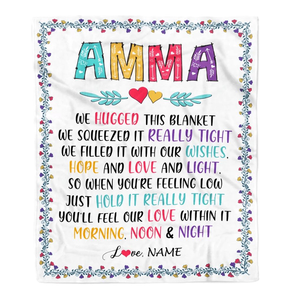 Personalized Amma Blanket From Grandkids We Hugged This Blanket Amma Birthday Mothers Day Christmas Customized Fleece Blanket