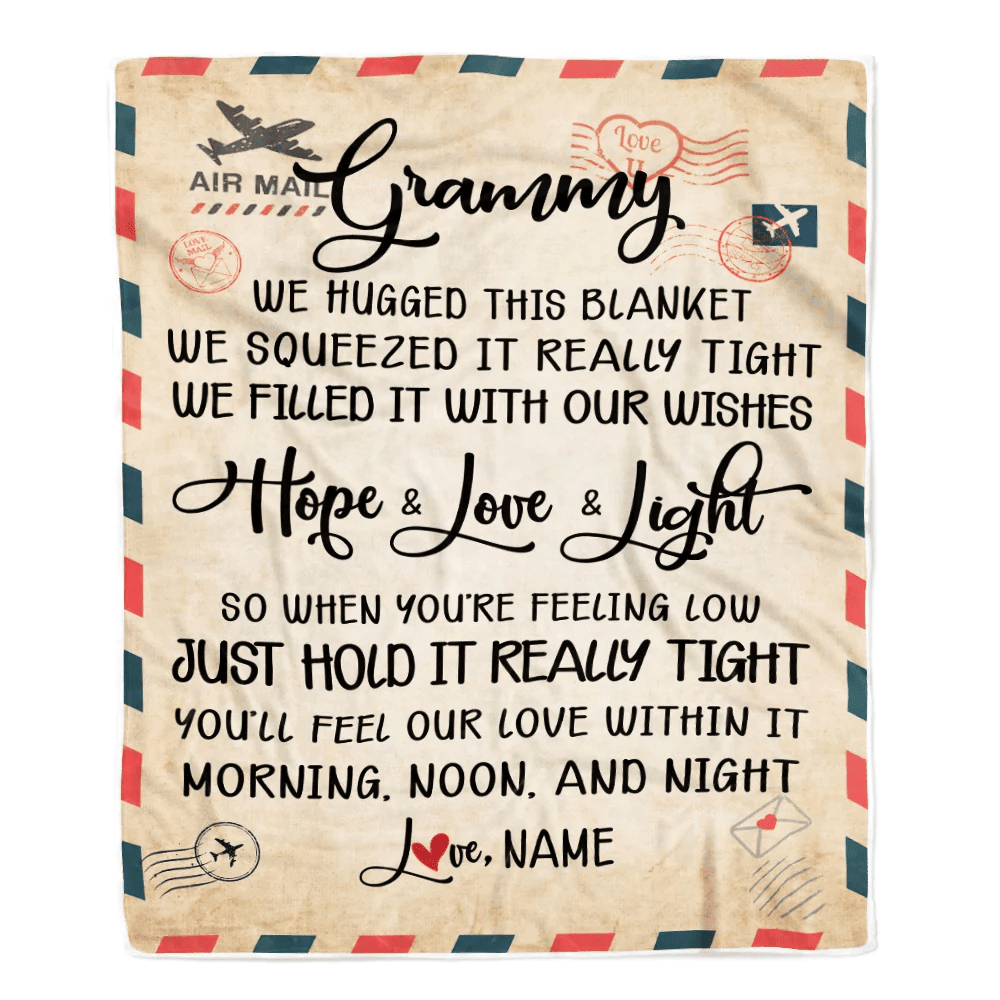 Personalized Grammy Blanket From Grandkids We Hugged This Blanket Mail Letter Grammy Birthday Mothers Day Christmas Customized Fleece Blanket