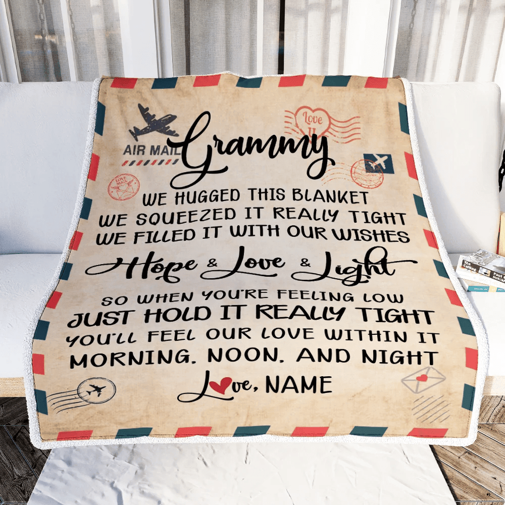 Personalized Grammy Blanket From Grandkids We Hugged This Blanket Mail Letter Grammy Birthday Mothers Day Christmas Customized Fleece Blanket