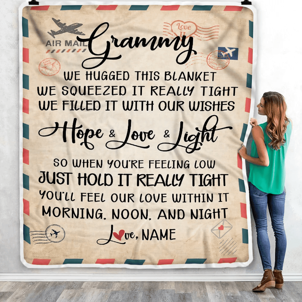 Personalized Grammy Blanket From Grandkids We Hugged This Blanket Mail Letter Grammy Birthday Mothers Day Christmas Customized Fleece Blanket