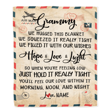 Personalized Grammy Blanket From Grandkids We Hugged This Blanket Mail Letter Grammy Birthday Mothers Day Christmas Customized Fleece Blanket