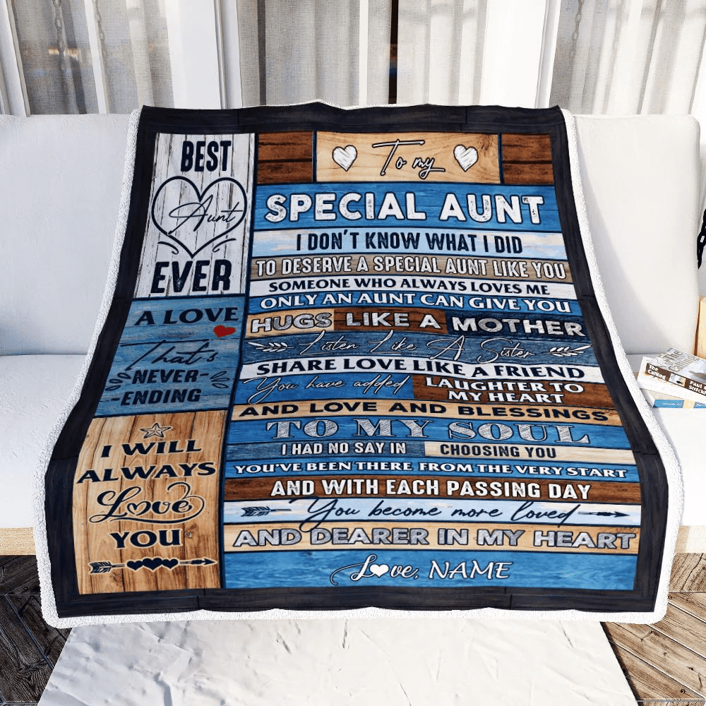 Personalized To My Special Aunt Blanket From Niece Nephew Wood Letter Best Aunt Ever Birthday Mothers Day Christmas Thanksgiving Customized Fleece Blanket