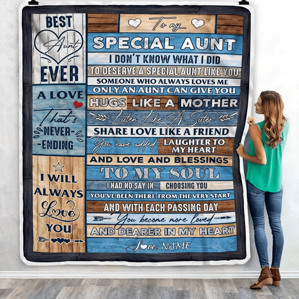 Personalized To My Special Aunt Blanket From Niece Nephew Wood Letter Best Aunt Ever Birthday Mothers Day Christmas Thanksgiving Customized Fleece Blanket