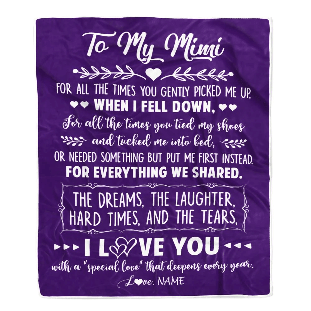 Personalized To My Mimi Blanket From Grandkids I Love You With A Special Love Mimi Birthday Mothers Day Christmas Customized Fleece Throw Blanket