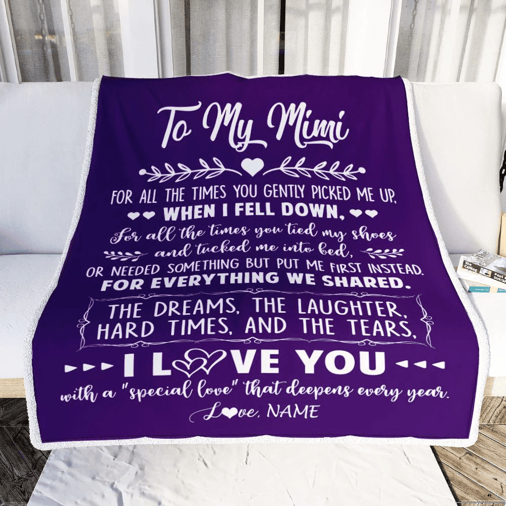 Personalized To My Mimi Blanket From Grandkids I Love You With A Special Love Mimi Birthday Mothers Day Christmas Customized Fleece Throw Blanket