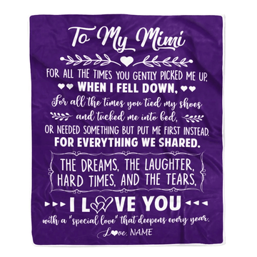 Personalized To My Mimi Blanket From Grandkids I Love You With A Special Love Mimi Birthday Mothers Day Christmas Customized Fleece Throw Blanket