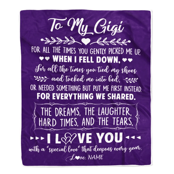 Personalized To My Gigi Blanket From Grandkids I Love You With A Special Love Gigi Birthday Mothers Day Christmas Customized Fleece Throw Blanket