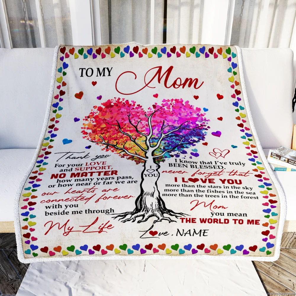 Personalized To My Mom Blanket From Daughter Son Never Forget That I Love You You Mean The World to Me Mom Birthday Mothers Day Christmas Fleece Blanket