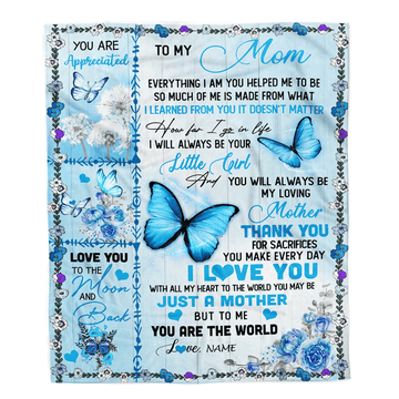 Personalized To My Mom Blanket From Daughter I Love You With All My Heart Butterfly Mom Mothers Day Birthday Christmas Customized Fleece Blanket