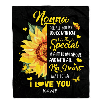 Personalized To My Nonna Blanket From Grandkids Granddaughter I Want To Say I Love You Sunfower Nonna Birthday Mothers Day Christmas Customized Fleece Blanket