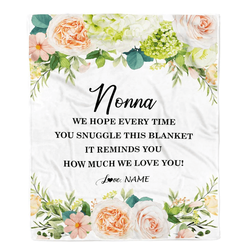 Personalized To My Nonna Blanket From Grandkids How Much We Love You Flower Nonna Birthday Mothers Day Christmas Customized Fleece Throw Blanket
