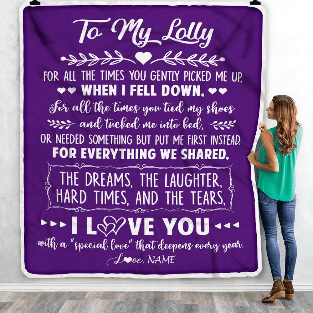 Personalized To My Lolly Blanket From Grandkids I Love You With A Special Love Mawmaw Birthday Mothers Day Christmas Customized Fleece Throw Blanket