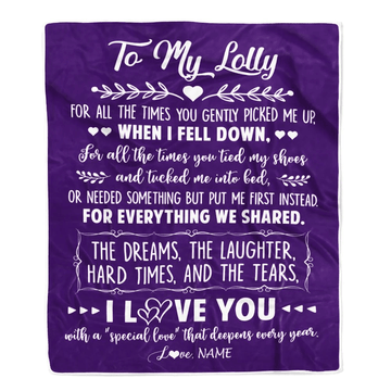 Personalized To My Lolly Blanket From Grandkids I Love You With A Special Love Mawmaw Birthday Mothers Day Christmas Customized Fleece Throw Blanket