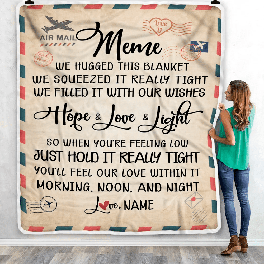 Personalized Meme Blanket From Grandkids We Hugged This Blanket Mail Letter meme Birthday Mothers Day Christmas Customized Fleece Blanket