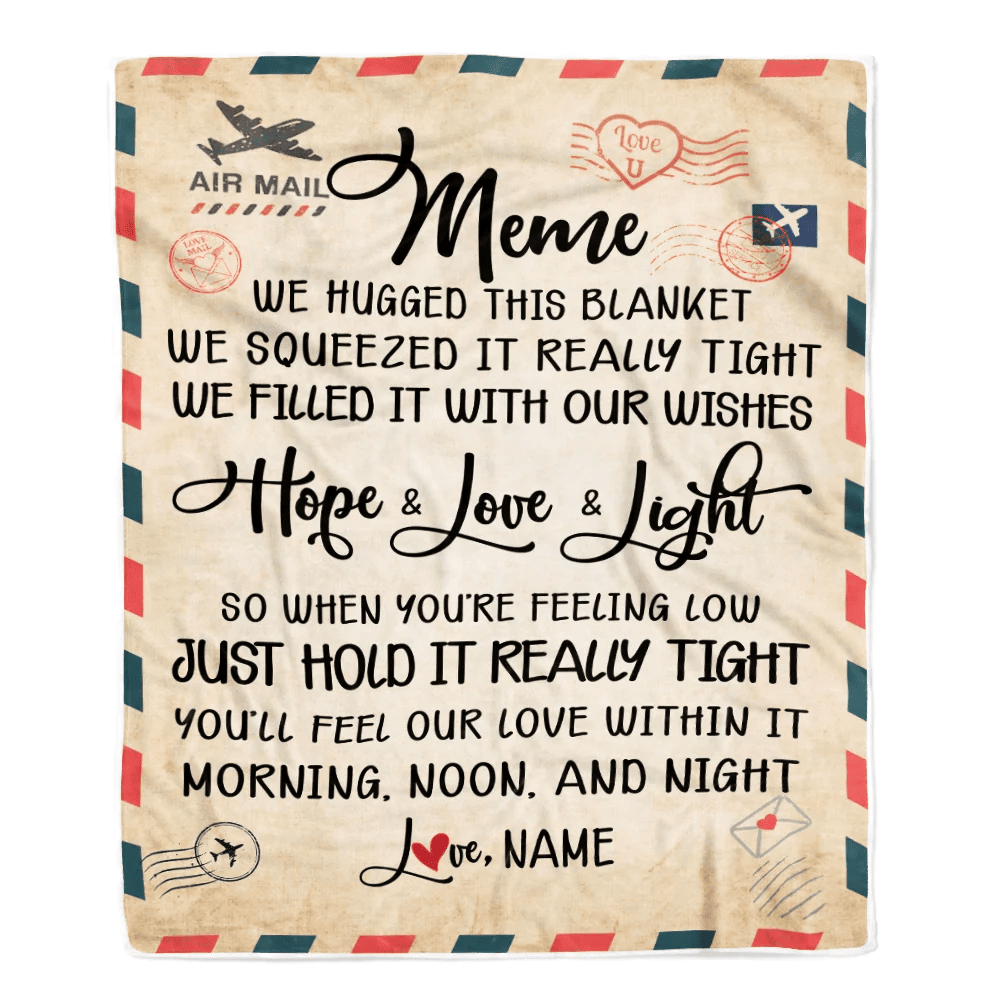 Personalized Meme Blanket From Grandkids We Hugged This Blanket Mail Letter meme Birthday Mothers Day Christmas Customized Fleece Blanket