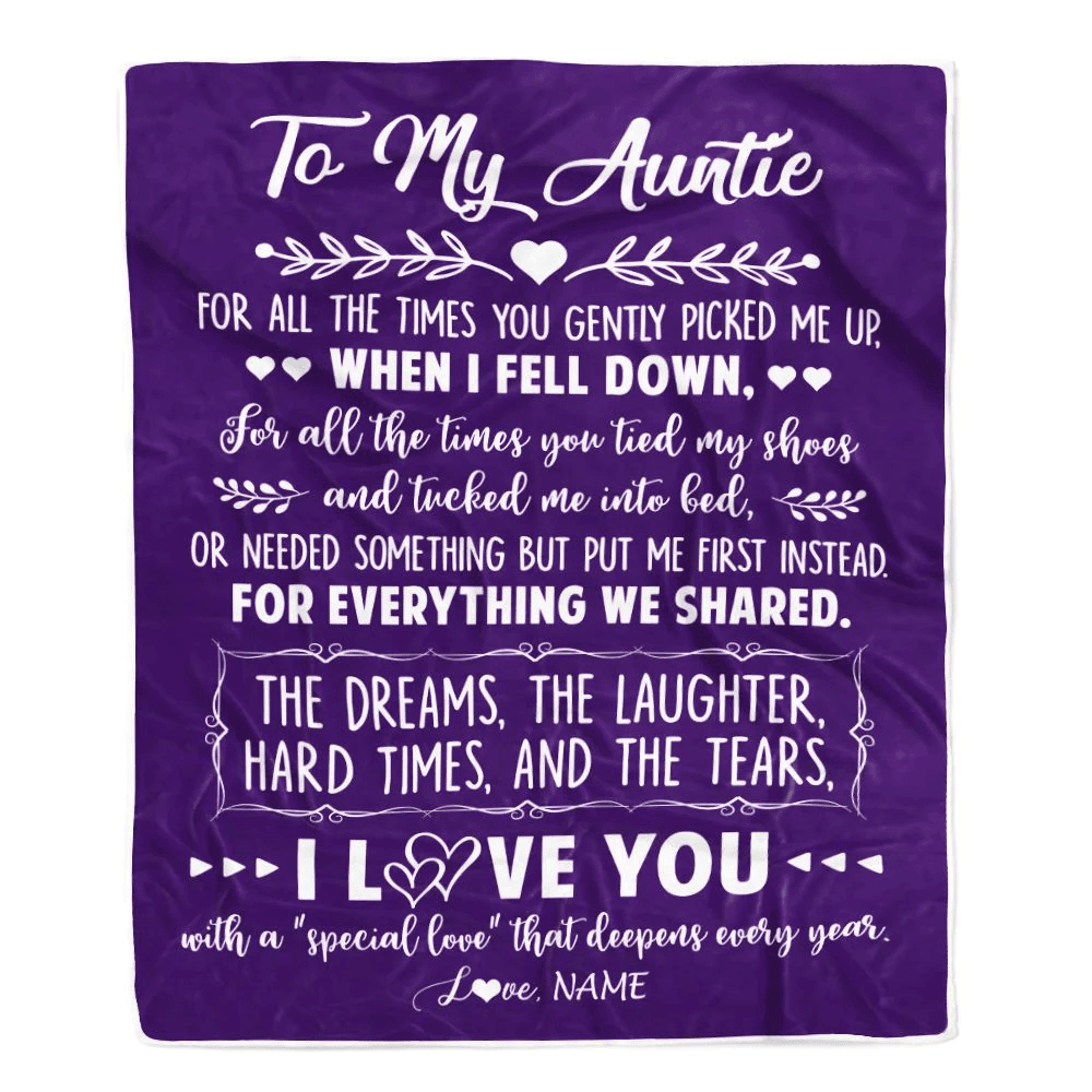 Personalized To My Auntie Blanket From Niece Nephew I Love You With A Special Love Auntie Birthday Mothers Day Christmas Customized Fleece Throw Blanket