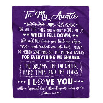 Personalized To My Auntie Blanket From Niece Nephew I Love You With A Special Love Auntie Birthday Mothers Day Christmas Customized Fleece Throw Blanket