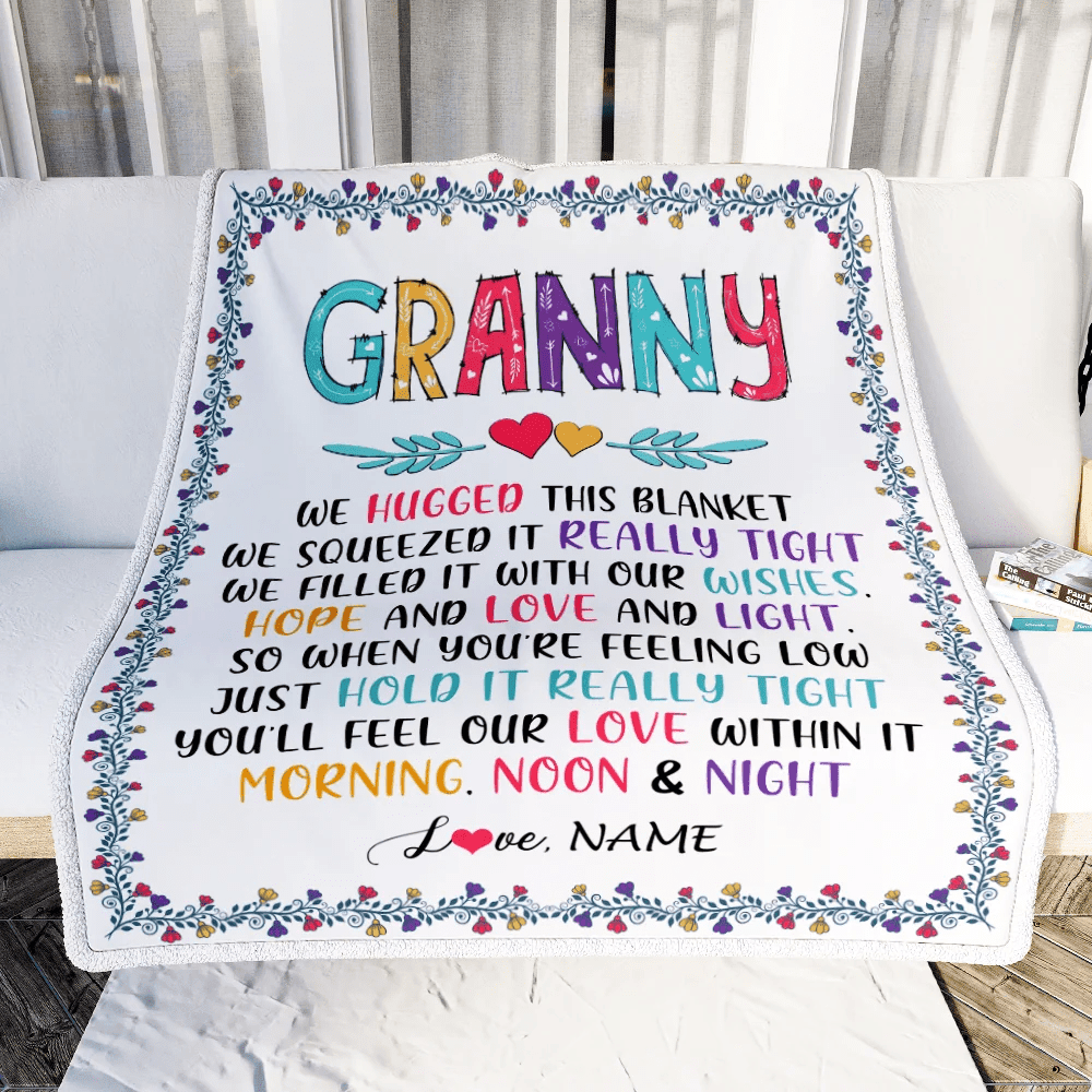Personalized Granny Blanket From Grandkids We Hugged This Blanket Granny Birthday Mothers Day Christmas Customized Fleece Blanket