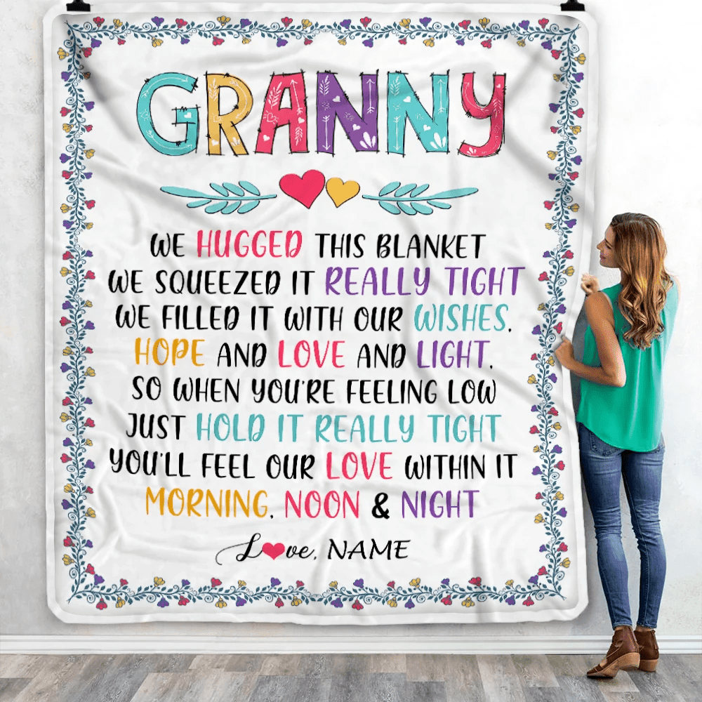 Personalized Granny Blanket From Grandkids We Hugged This Blanket Granny Birthday Mothers Day Christmas Customized Fleece Blanket