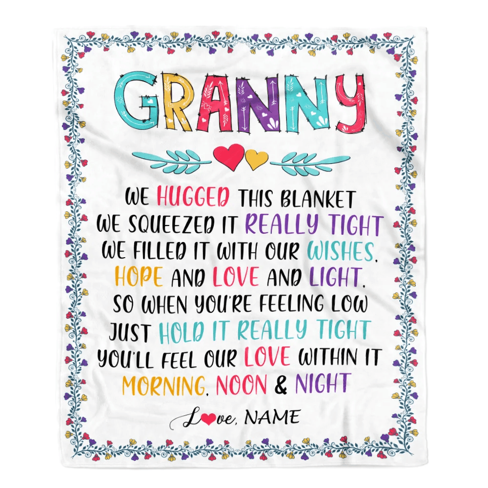 Personalized Granny Blanket From Grandkids We Hugged This Blanket Granny Birthday Mothers Day Christmas Customized Fleece Blanket