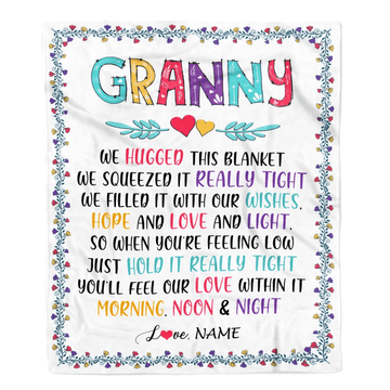Personalized Granny Blanket From Grandkids We Hugged This Blanket Granny Birthday Mothers Day Christmas Customized Fleece Blanket