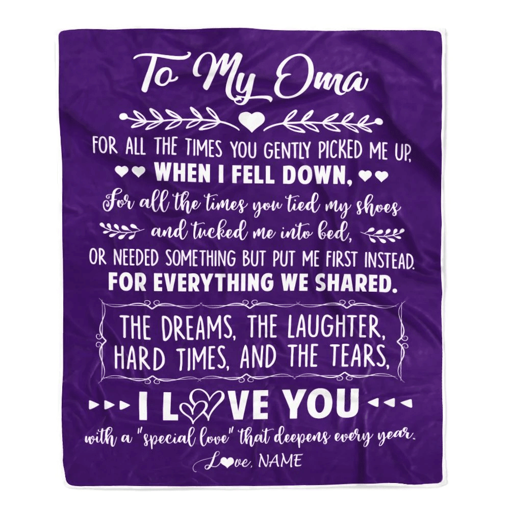 Personalized To My Oma Blanket From Grandkids I Love You With A Special Love Oma Birthday Mothers Day Christmas Customized Fleece Throw Blanket