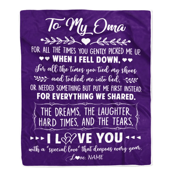 Personalized To My Oma Blanket From Grandkids I Love You With A Special Love Oma Birthday Mothers Day Christmas Customized Fleece Throw Blanket