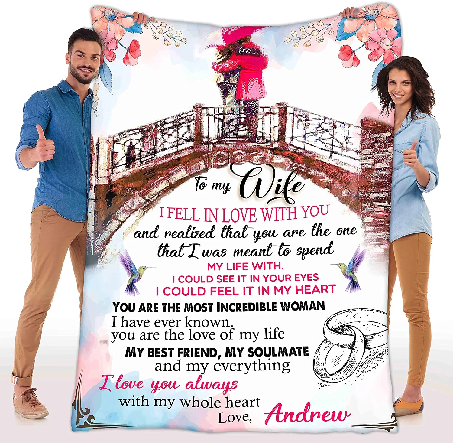 Gift For Her Wife Gifts From Husband Never Forget That I Love You Weeding Gift For Women To My Wife Super Soft Flannel Throw Blankets For Birthday Anniversary Christmas Valentines Mothers Day
