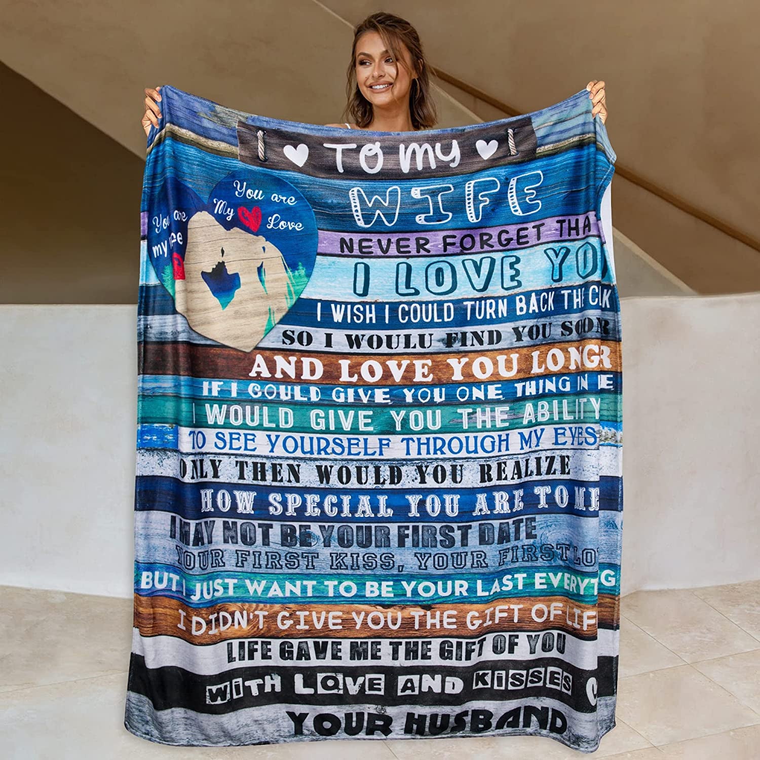 Gift For Her Wife Gifts From Husband Never Forget That I Love You Weeding Gift For Women To My Wife Super Soft Flannel Throw Blankets For Birthday Anniversary Christmas Valentines Mothers Day