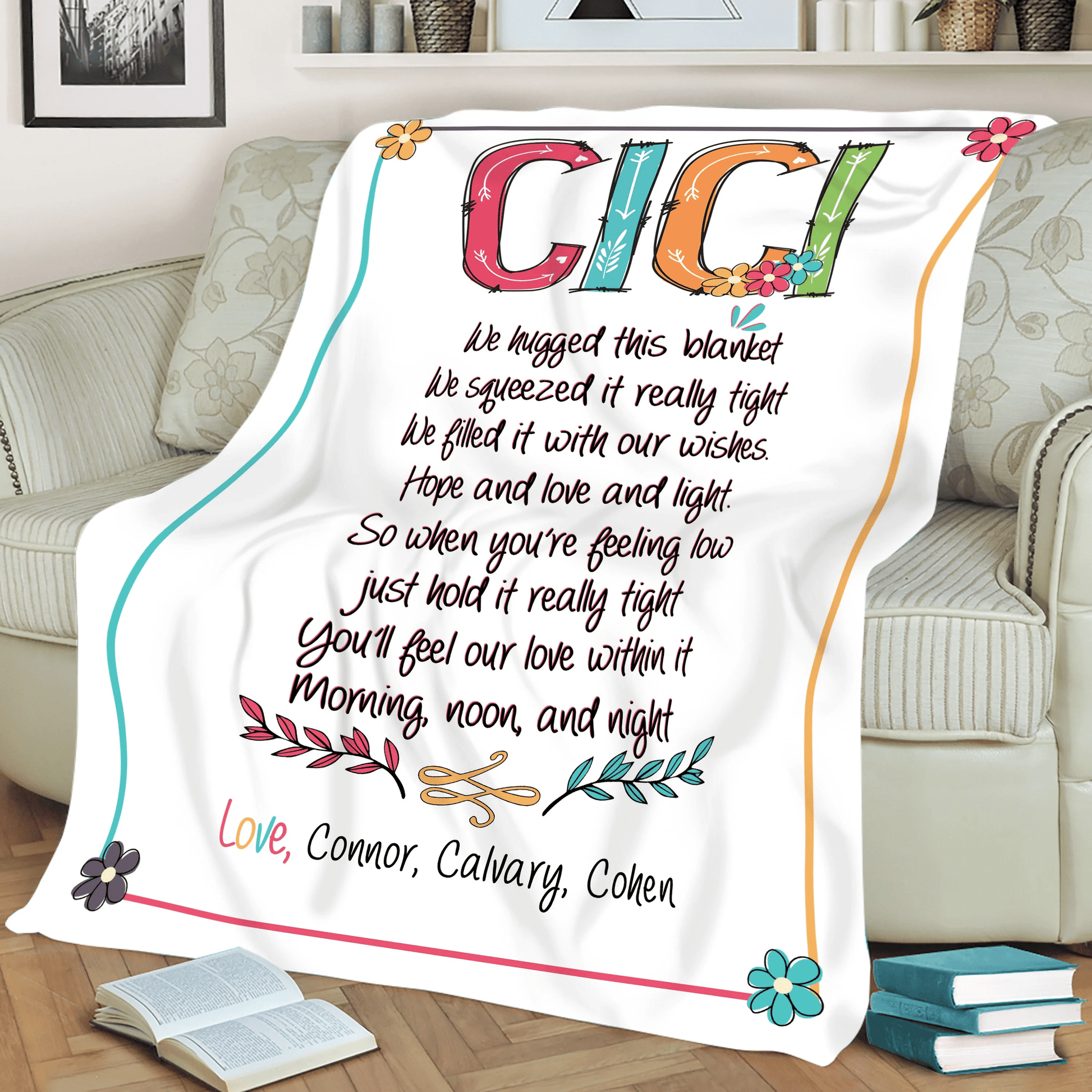 Cici Gift Blanket, Customized Gift For Cici, Cici Throw Blanket Birthday Mothers Day Gift, Grandma Gift From Grandkids