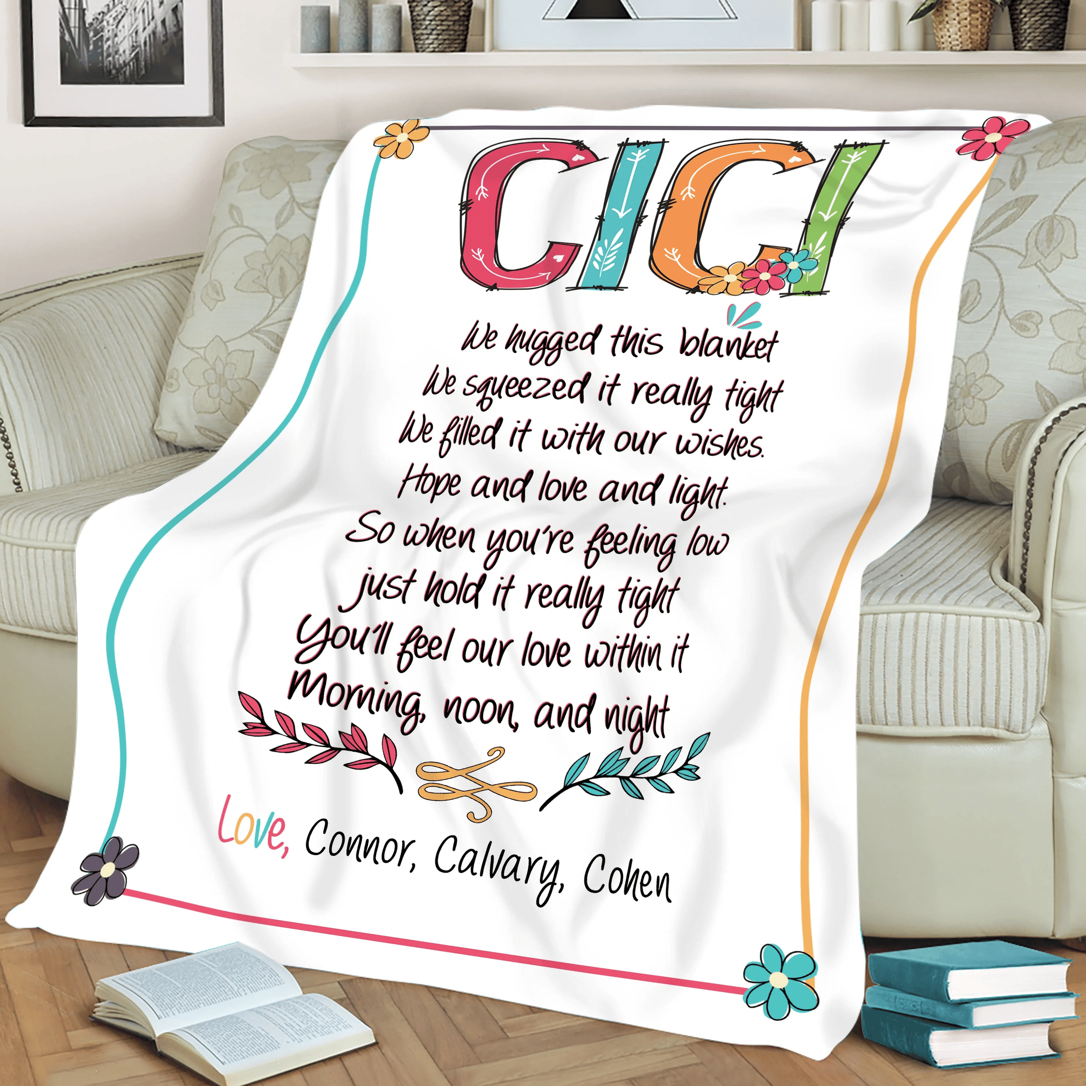 Cici Gift Blanket, Customized Gift For Cici, Cici Throw Blanket Birthday Mothers Day Gift, Grandma Gift From Grandkids