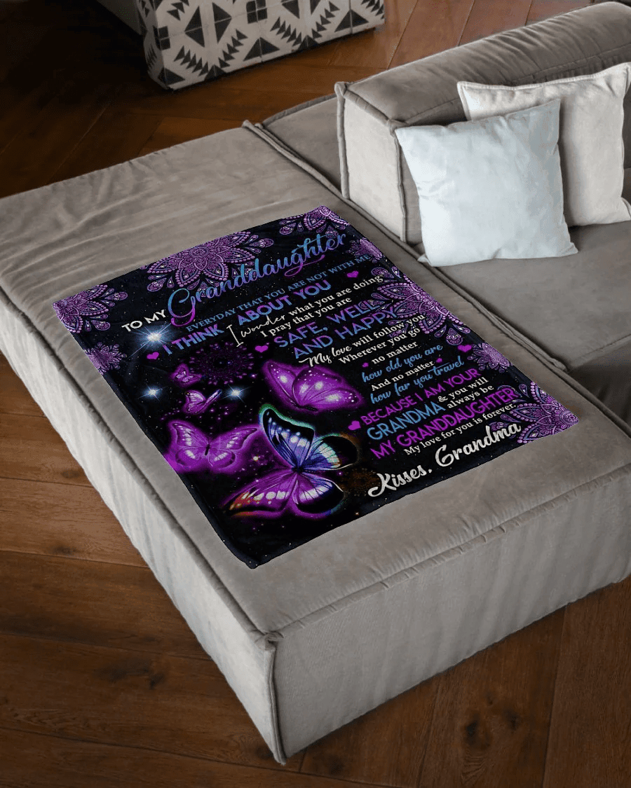 Butterfly Blanket - Granddaughter Blanket from Grandma , Personalized Gift Blanket for Mothers Day, Birthday, Christmas, Anniversary