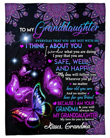 Butterfly Blanket - Granddaughter Blanket from Grandma , Personalized Gift Blanket for Mothers Day, Birthday, Christmas, Anniversary