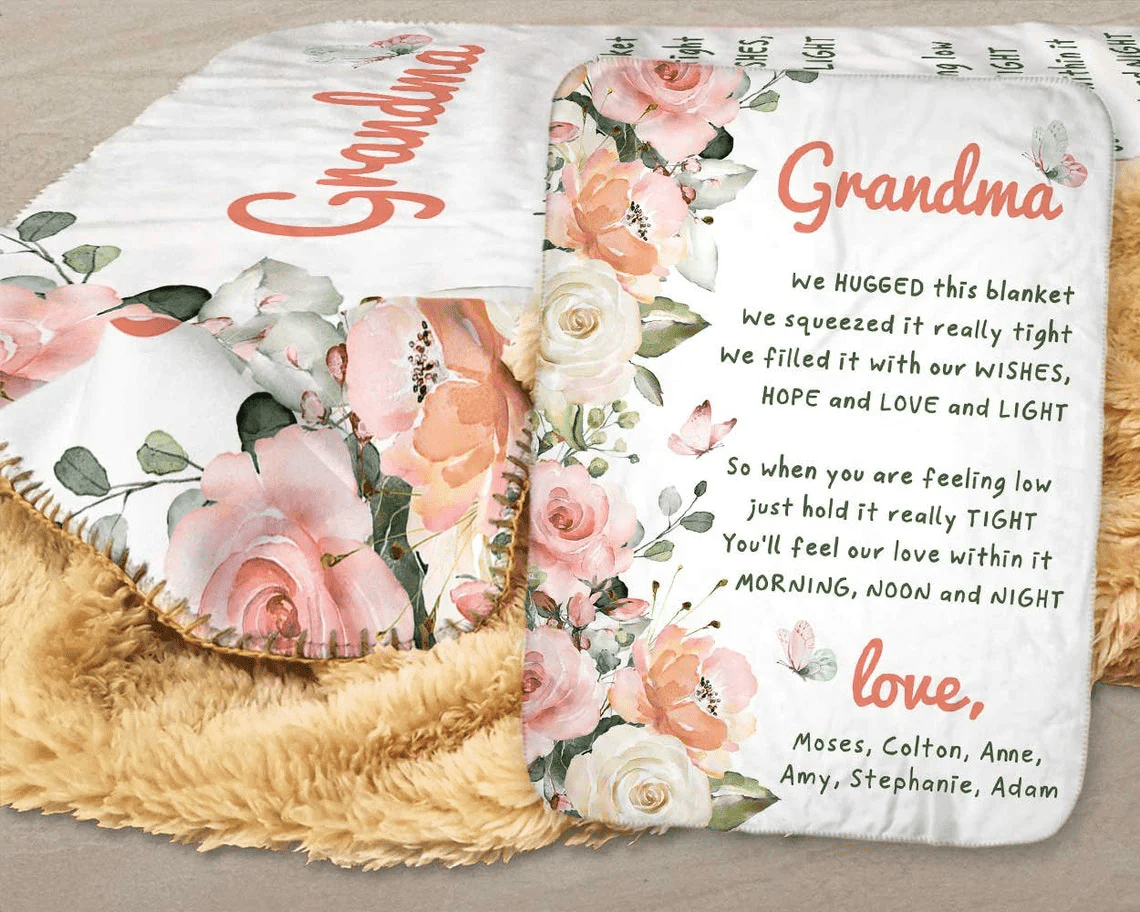Mothers Day Gifts for Grandma Personalized Grandma Mimi Nana Blanket Birthday Anniversary Valentine Mothers Day Christmas Present