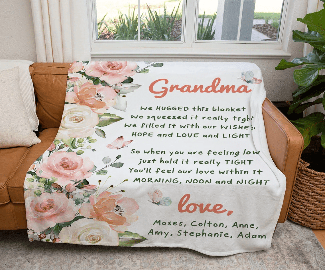 Mothers Day Gifts for Grandma Personalized Grandma Mimi Nana Blanket Birthday Anniversary Valentine Mothers Day Christmas Present