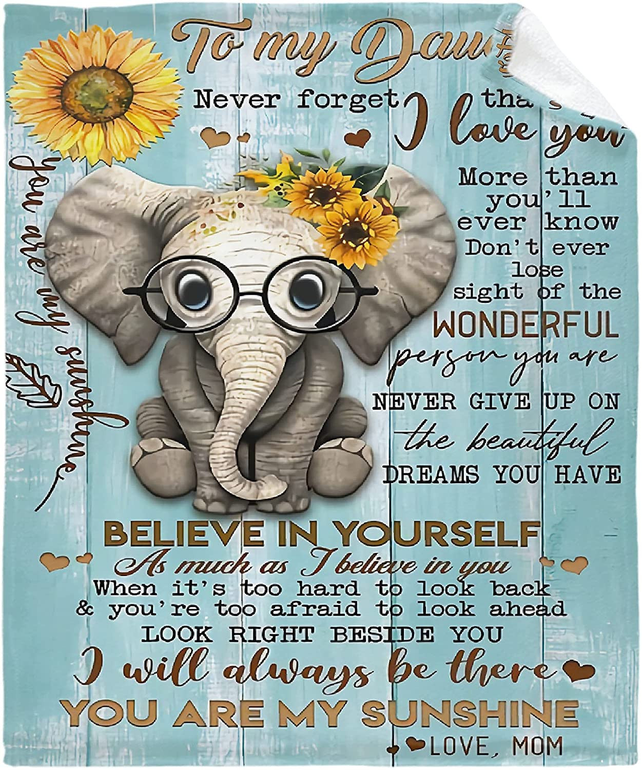 Personalized Elephant Blanket - To My Granddaughter From Grandma - Blanket Present for Valentines Mothers Day Christmas Graduation Anniversary