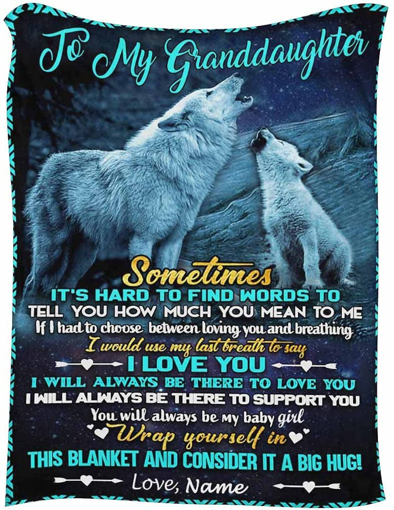 Personalized Elephant Blanket - To My Granddaughter From Grandma - Blanket Present for Valentines Mothers Day Christmas Graduation Anniversary
