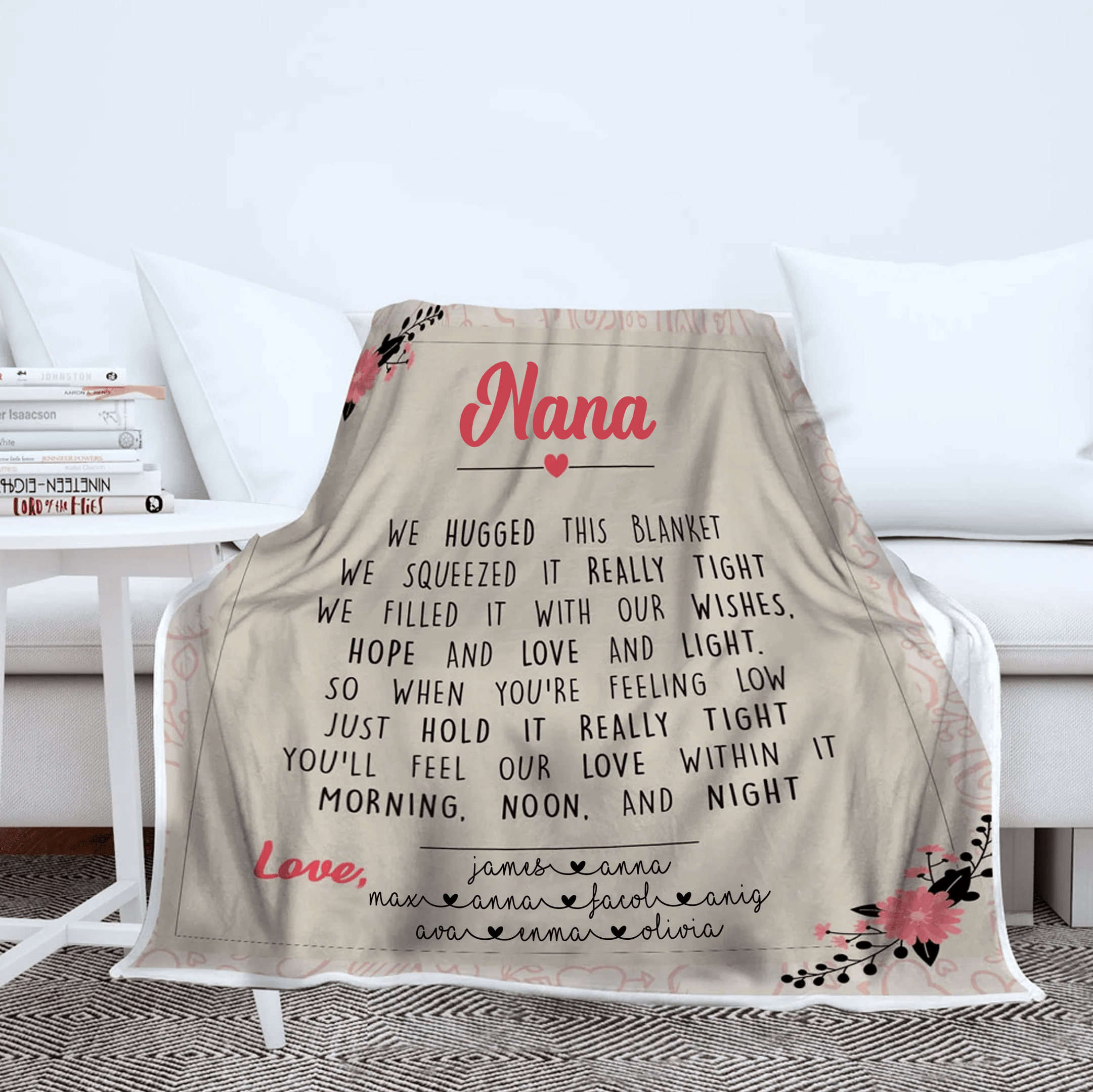 Personalized Grandma Blanket From Grandkids - Grandma We Hugged This Blanket Mothers Day Valentines Birthday Gift For Her From Kids