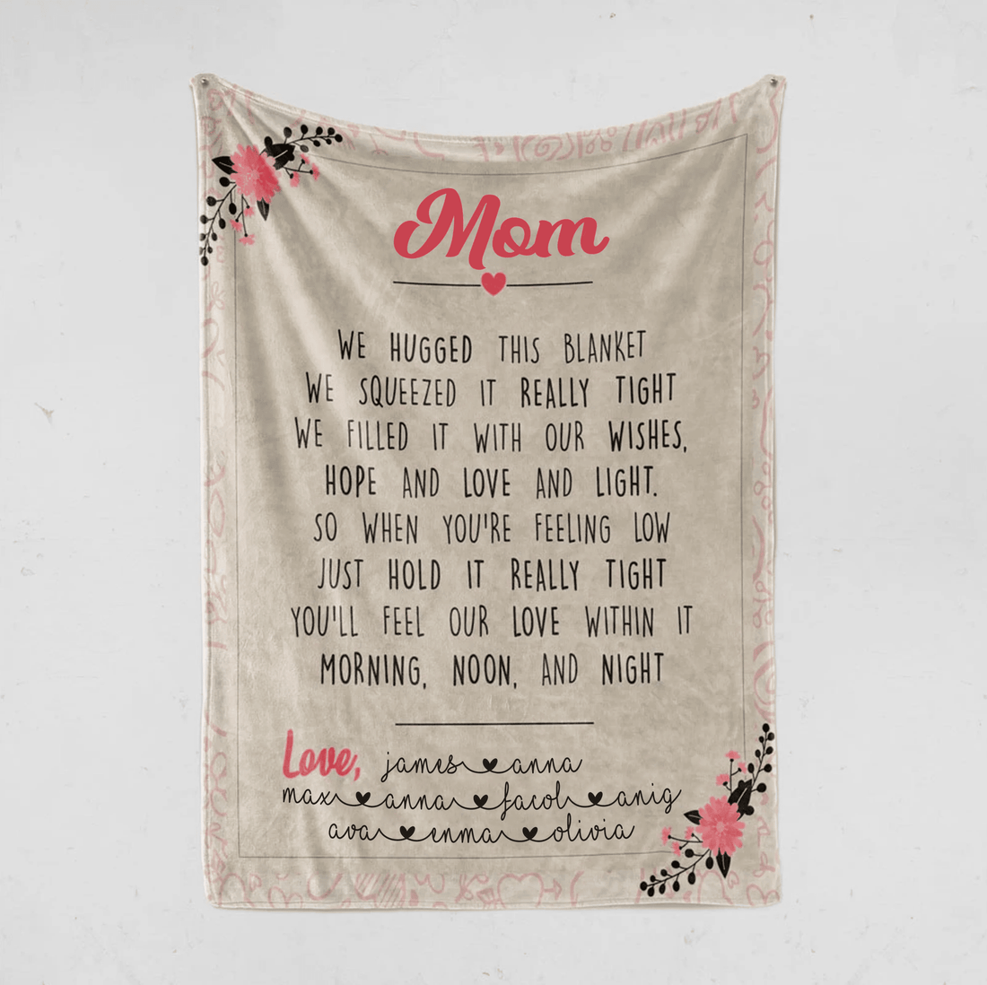 Personalized Grandma Blanket From Grandkids - Grandma We Hugged This Blanket Mothers Day Valentines Birthday Gift For Her From Kids