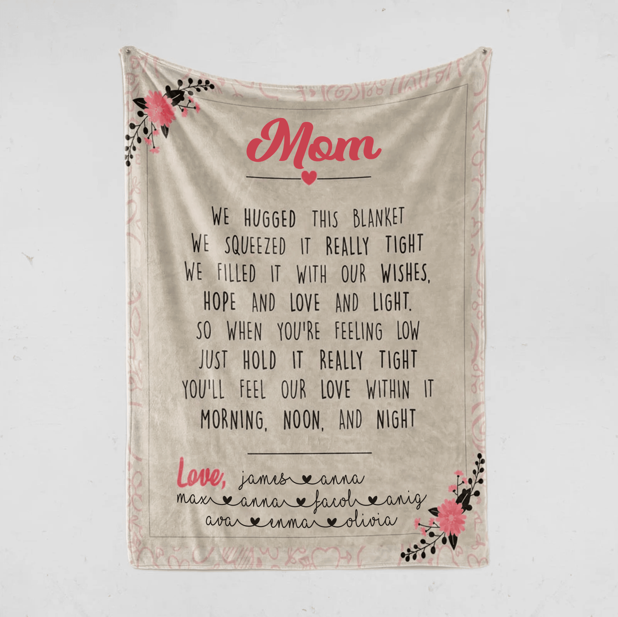 Personalized Grandma Blanket From Grandkids - Grandma We Hugged This Blanket Mothers Day Valentines Birthday Gift For Her From Kids