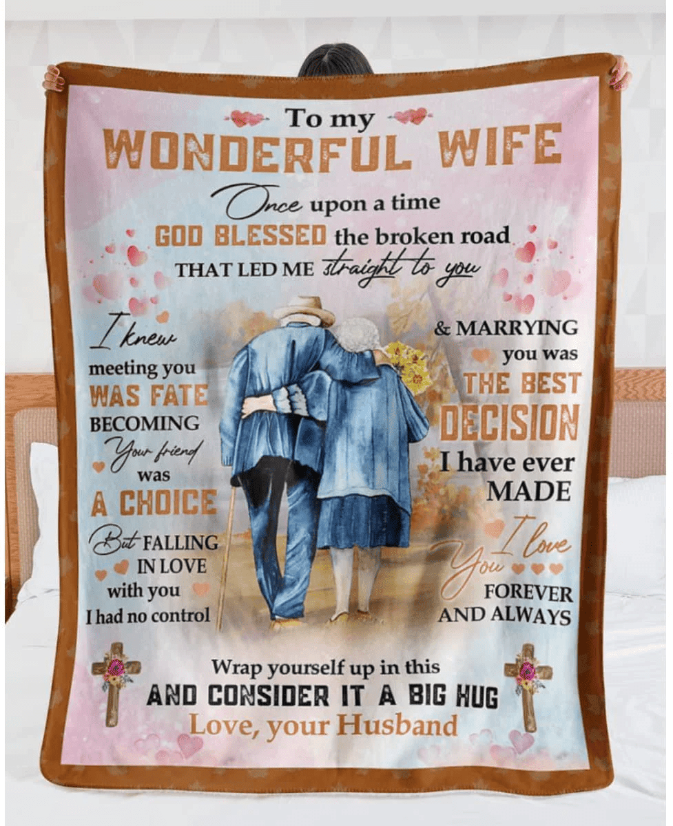 Personalized To My Wife Old Couple Blanket Never Forget That I Love You Old Couple Fleece Blanket- Romantic Gifts For Wife Anniversary - Wife Birthday Gifts For Her From Husband For Valentines Mothers Day Or Christmas