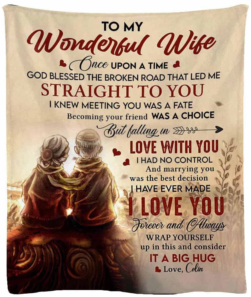 Personalized To My Wife Old Couple Blanket Never Forget That I Love You Old Couple Fleece Blanket- Romantic Gifts For Wife Anniversary - Wife Birthday Gifts For Her From Husband For Valentines Mothers Day Or Christmas