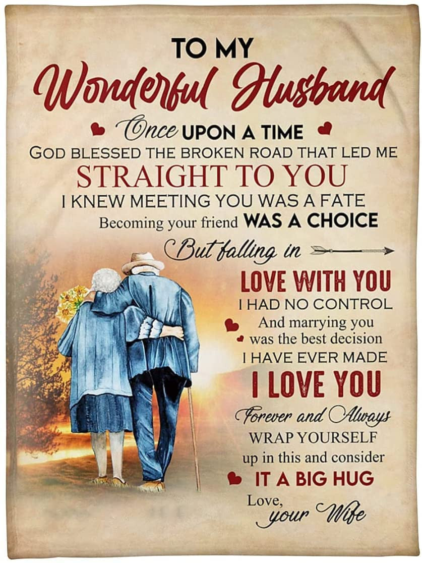 Personalized To My Wife Old Couple Blanket Never Forget That I Love You Old Couple Fleece Blanket- Romantic Gifts For Wife Anniversary - Wife Birthday Gifts For Her From Husband For Valentines Mothers Day Or Christmas