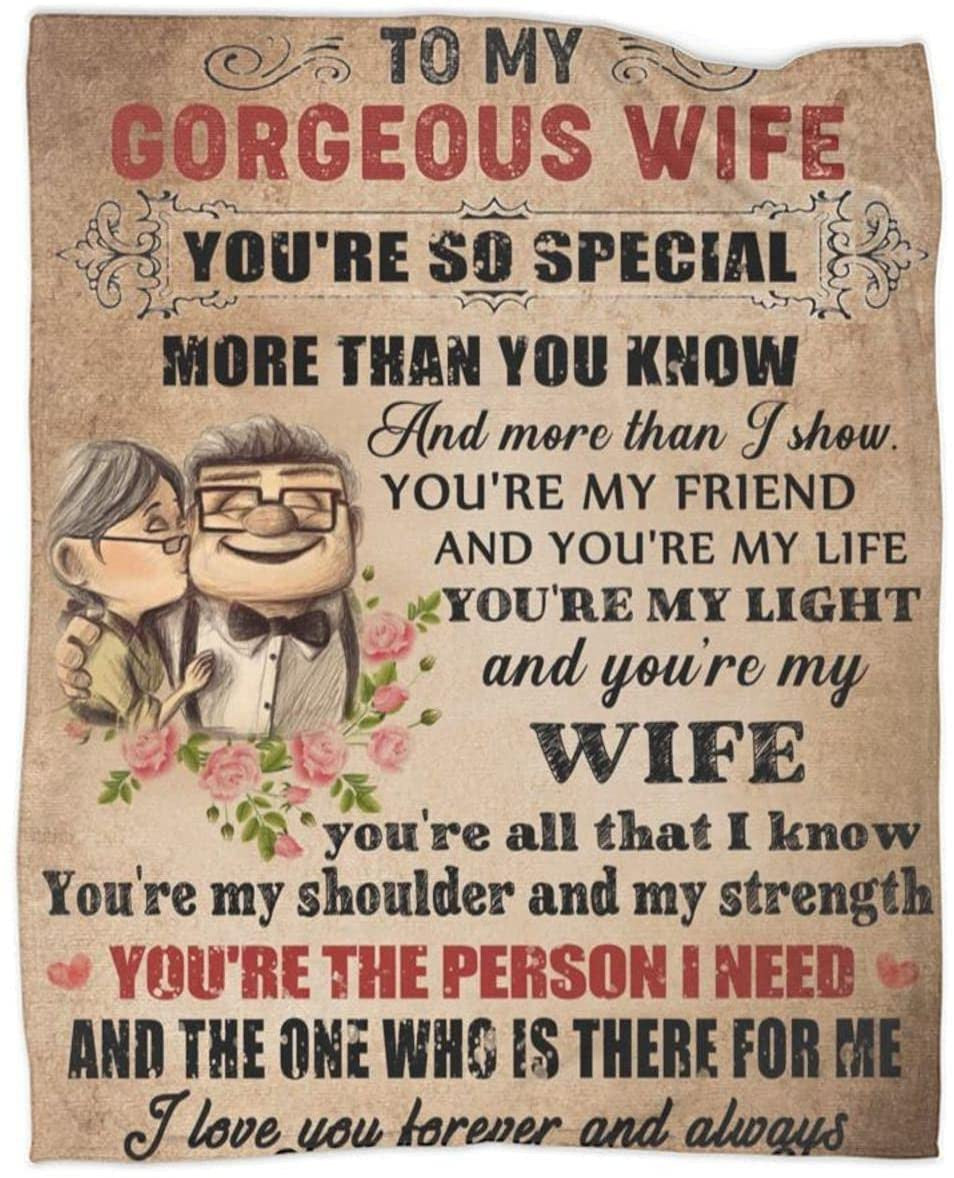Personalized To My Wife Old Couple Blanket Never Forget That I Love You Old Couple Fleece Blanket- Romantic Gifts For Wife Anniversary - Wife Birthday Gifts For Her From Husband For Valentines Mothers Day Or Christmas
