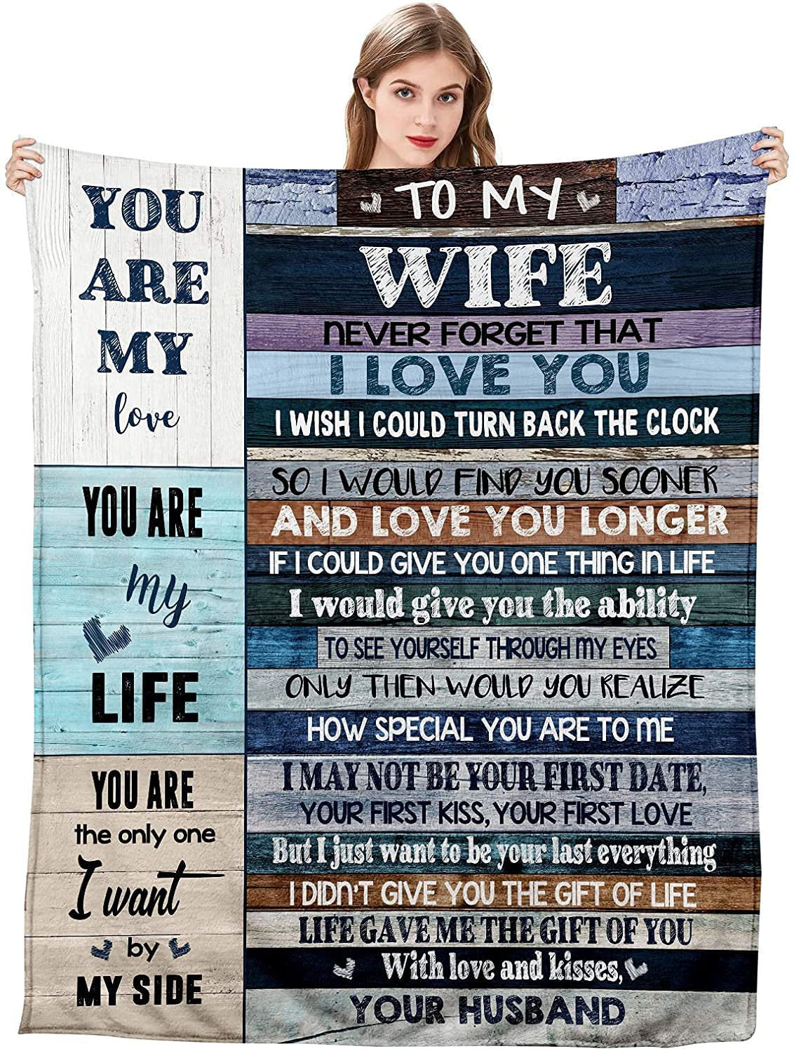 Personalized To My Wife Old Couple Blanket Never Forget That I Love You Old Couple Fleece Blanket- Romantic Gifts For Wife Anniversary - Wife Birthday Gifts For Her From Husband For Valentines Mothers Day Or Christmas