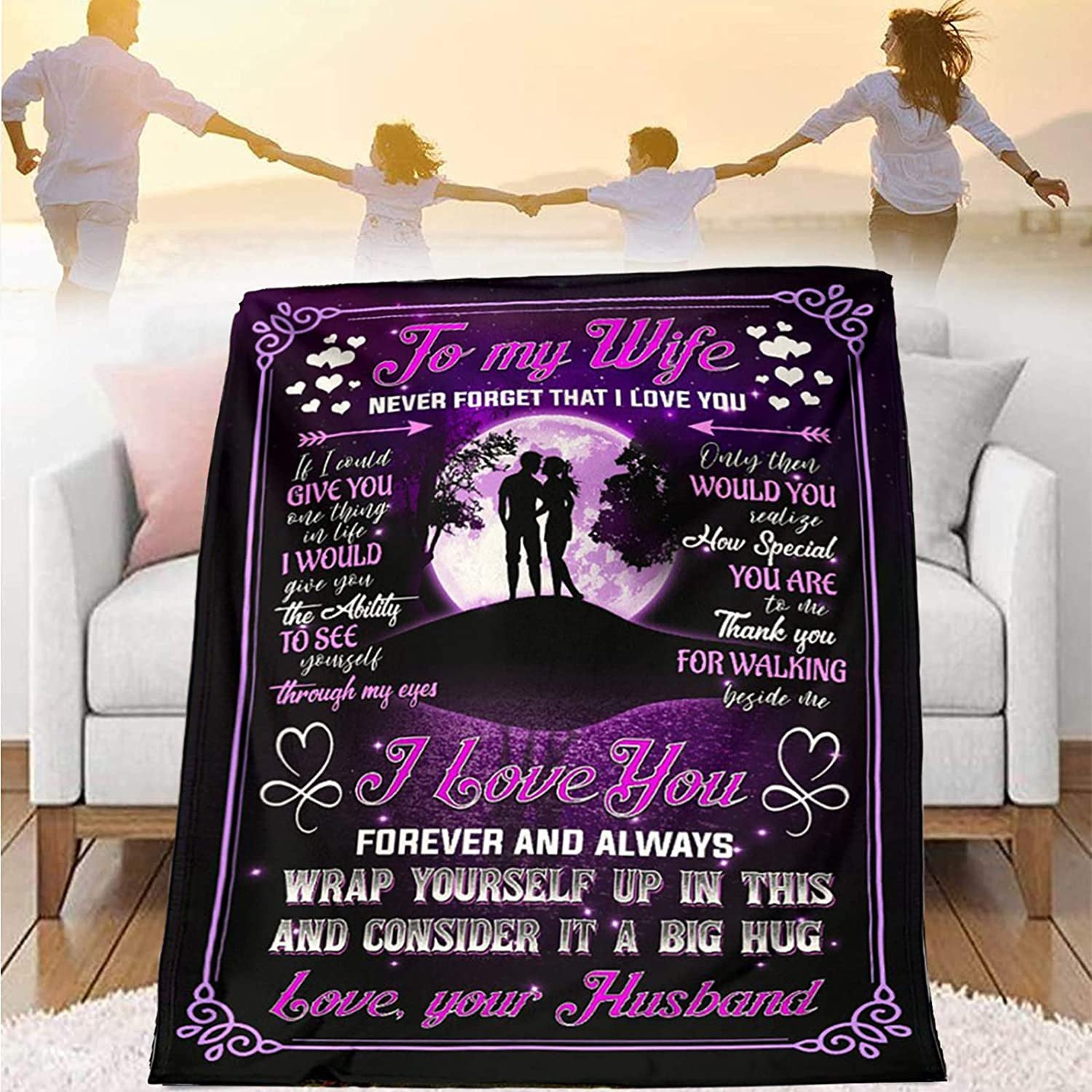 Personalized To My Wife Old Couple Blanket Never Forget That I Love You Old Couple Fleece Blanket- Romantic Gifts For Wife Anniversary - Wife Birthday Gifts For Her From Husband For Valentines Mothers Day Or Christmas