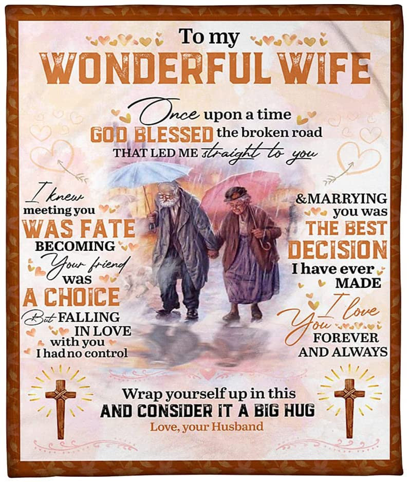 Personalized To My Wife Old Couple Blanket Never Forget That I Love You Old Couple Fleece Blanket- Romantic Gifts For Wife Anniversary - Wife Birthday Gifts For Her From Husband For Valentines Mothers Day Or Christmas