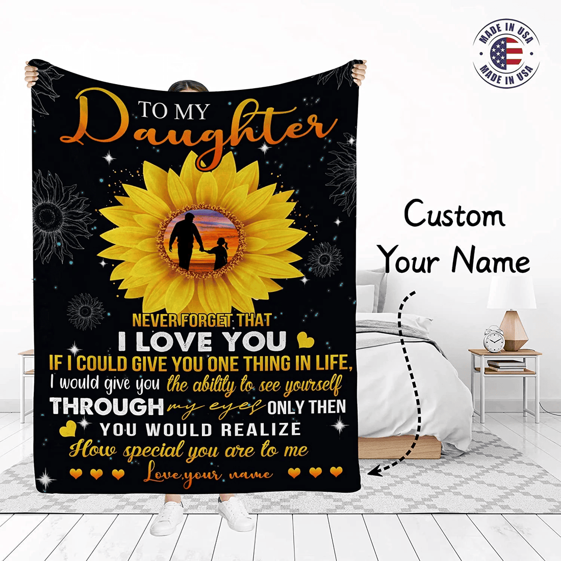 Daughter Gift Blanket - Personalized Gifts for Daughter, To My Daughter Gifts from Dad and Mom for Mothers Day, Birthday Gift