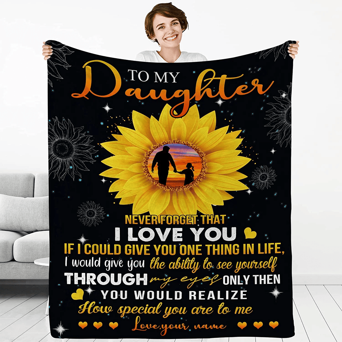 Daughter Gift Blanket - Personalized Gifts for Daughter, To My Daughter Gifts from Dad and Mom for Mothers Day, Birthday Gift