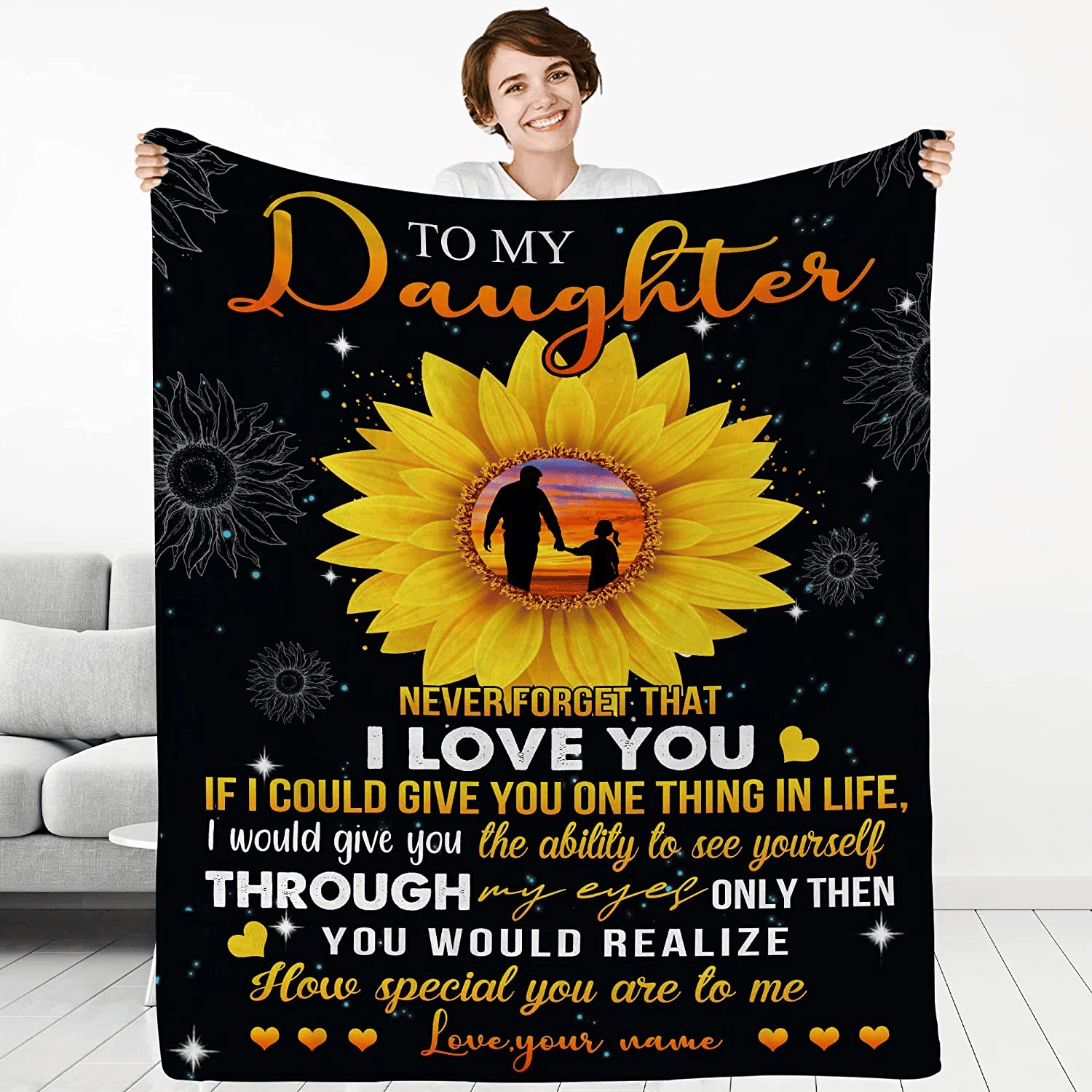 Daughter Gift Blanket - Personalized Gifts for Daughter, To My Daughter Gifts from Dad and Mom for Mothers Day, Birthday Gift
